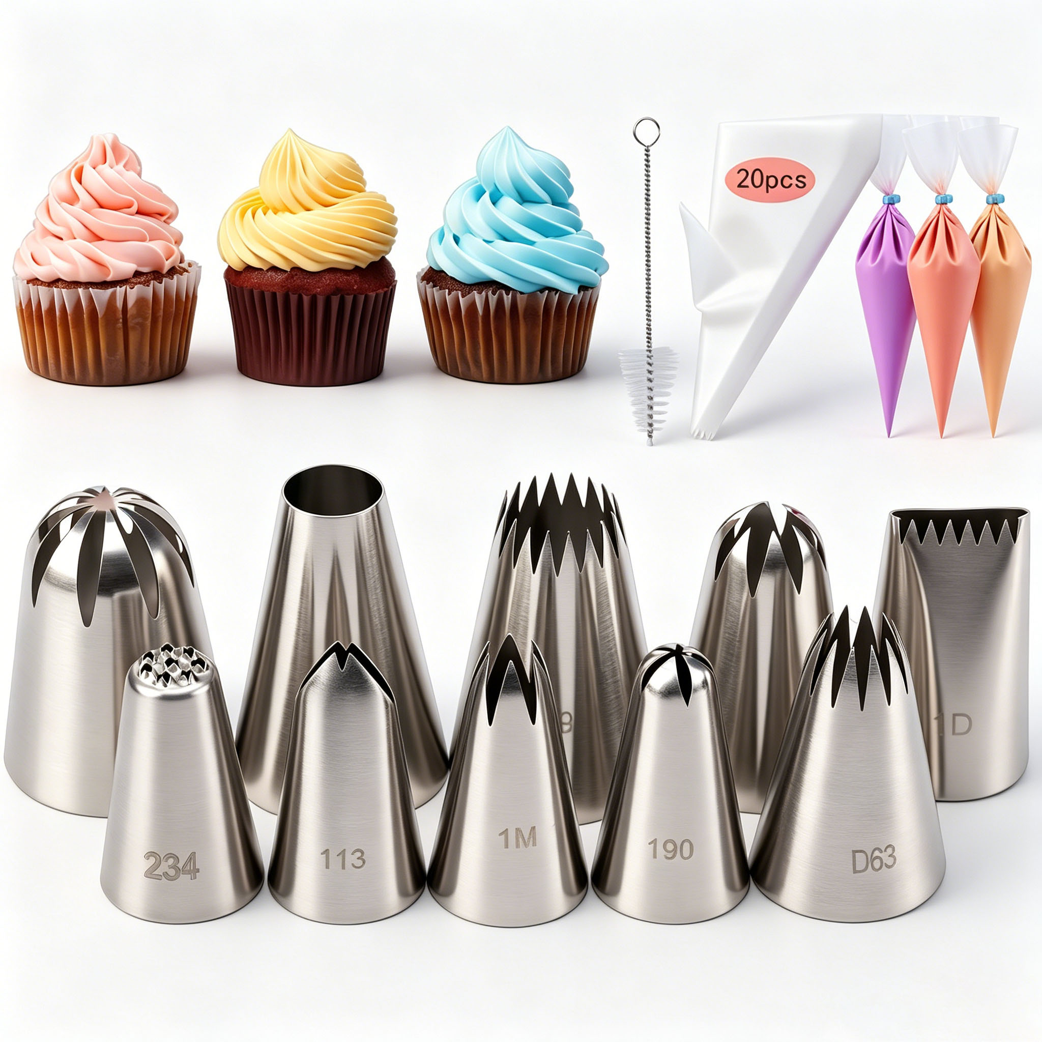 Piping Bag Disposable - 31-częściowy zestaw do dekoracji ciast ze