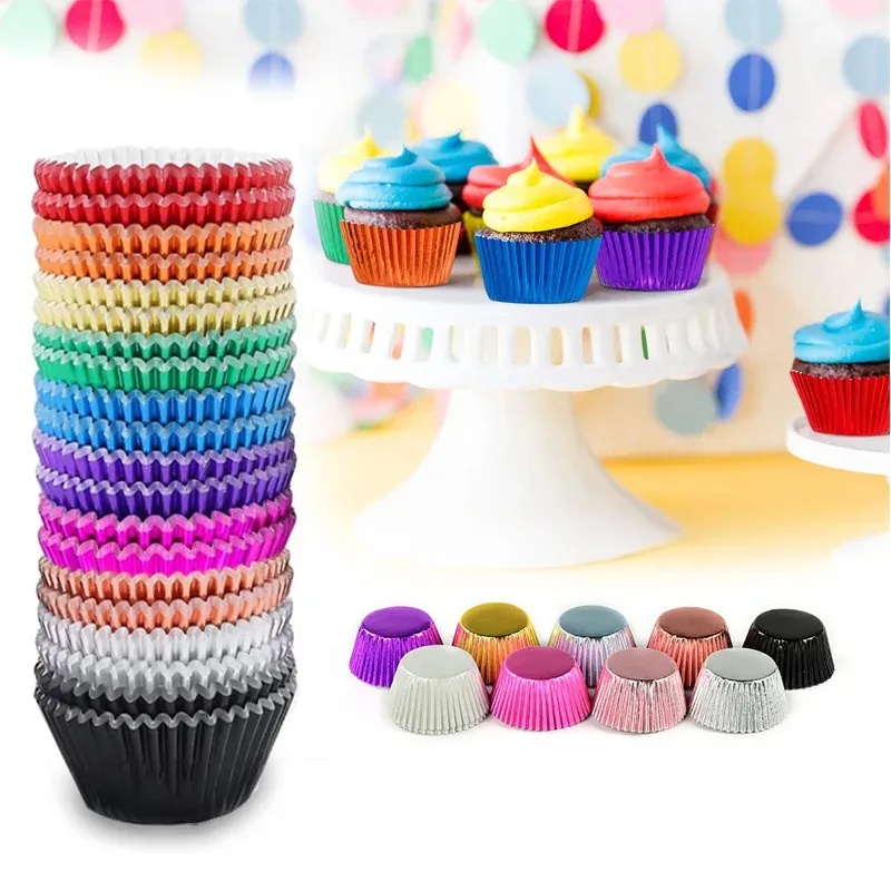 Kitchen Baking Supplies - 100-częściowy zestaw złotych foremek do babeczek,